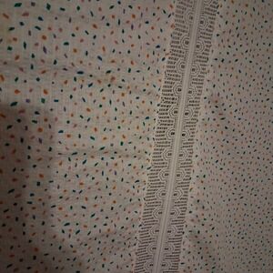 Vintage‎ 90s Crepe Fabric Tablecloth Bright Color Speckled Lace Lg Easter Spring
